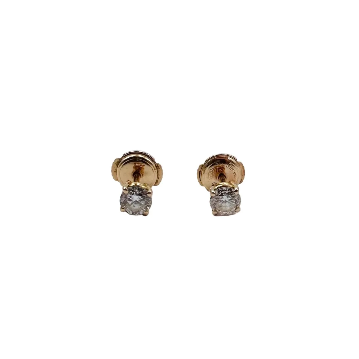Boucles d'oreilles Puces en or jaune et diamants