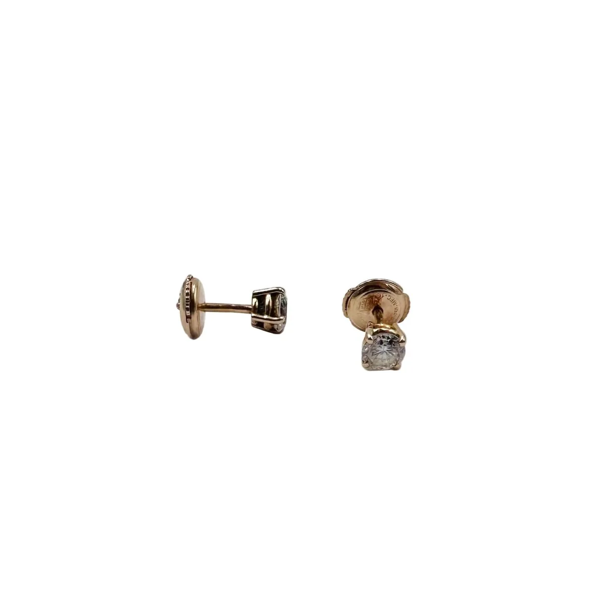 Boucles d'oreilles Puces en or jaune et diamants - Image 2