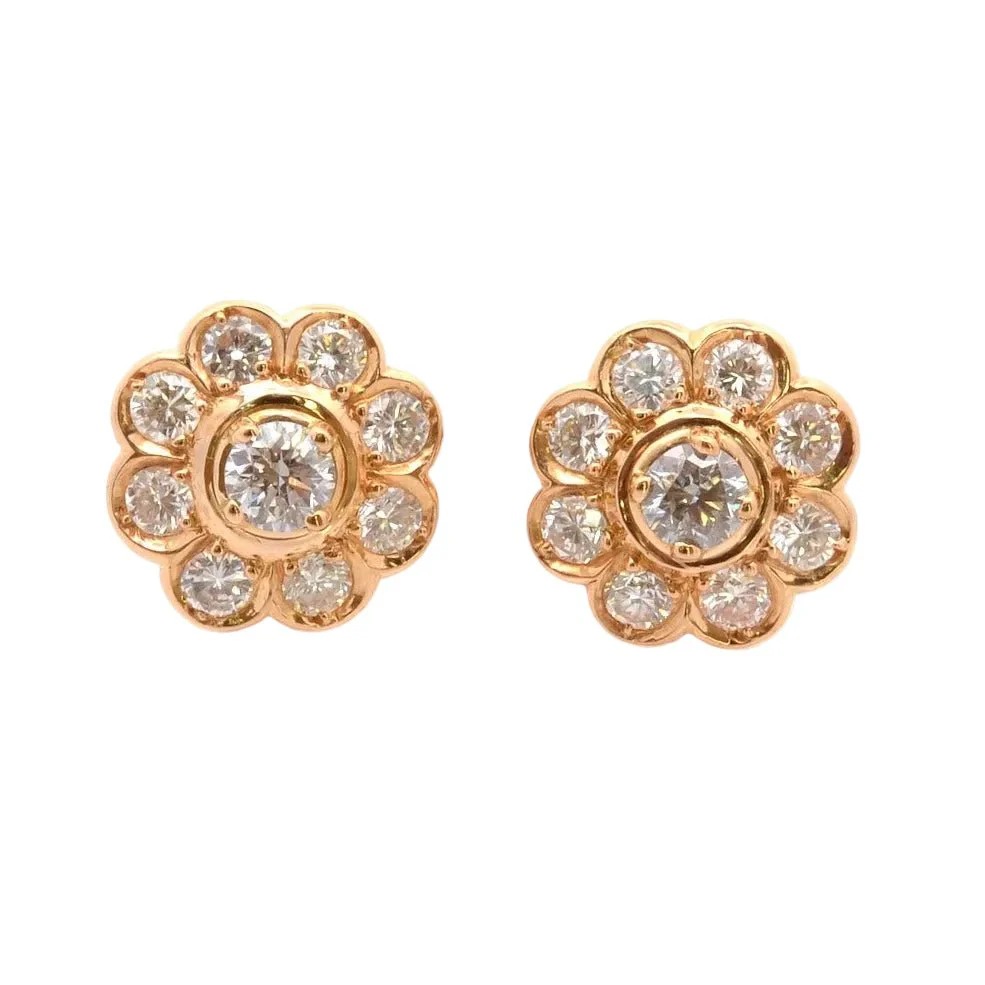 Boucles d'oreilles Puces en or jaune et diamants