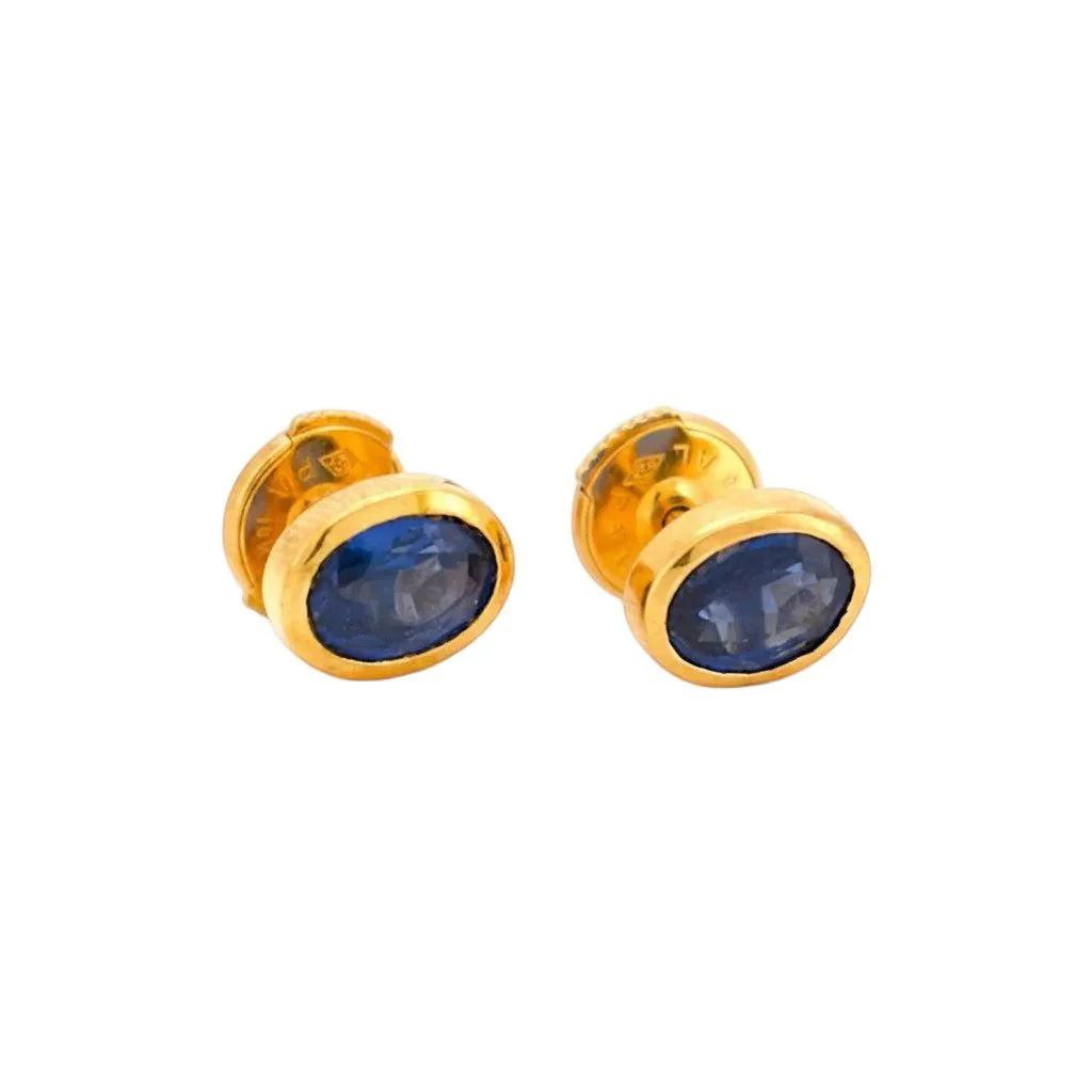 Boucles d'oreilles Puces en or jaune et saphirs - Image 6