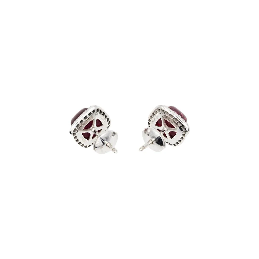 Boucles d'oreilles Puces FRED "Pain de sucre" en or blanc, tourmaline rose et diamants - Image 6