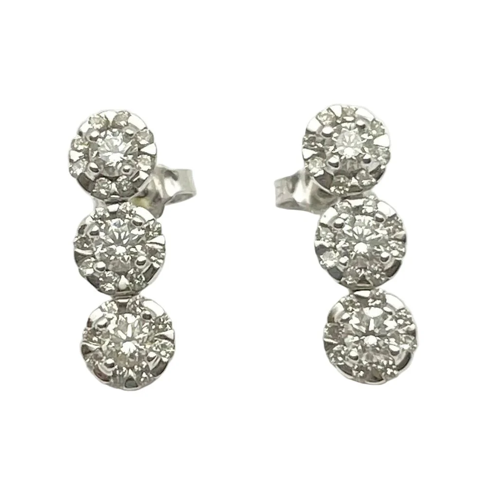 Boucles d'oreilles Puces GIORGIO VISCONTI en or blanc et diamants