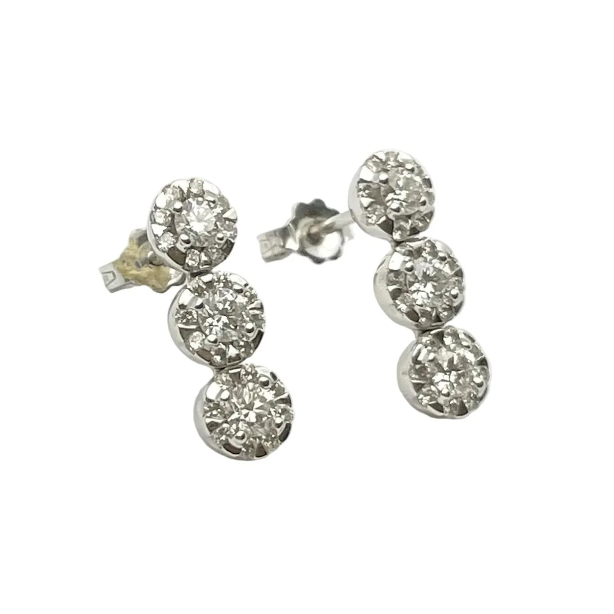 Boucles d'oreilles Puces GIORGIO VISCONTI en or blanc et diamants - Image 2