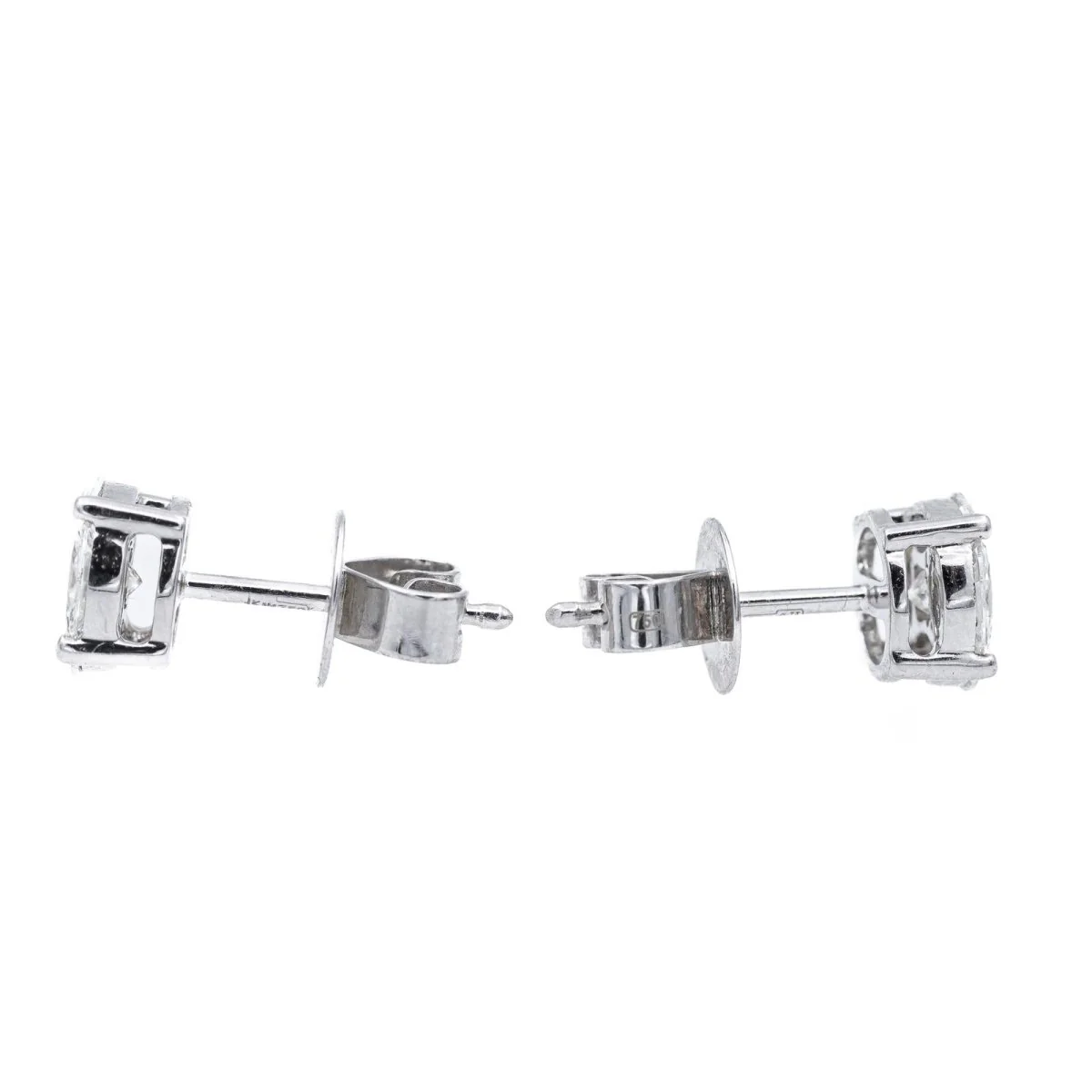 Boucles d'oreilles Puces en or blanc et diamant - Image 3