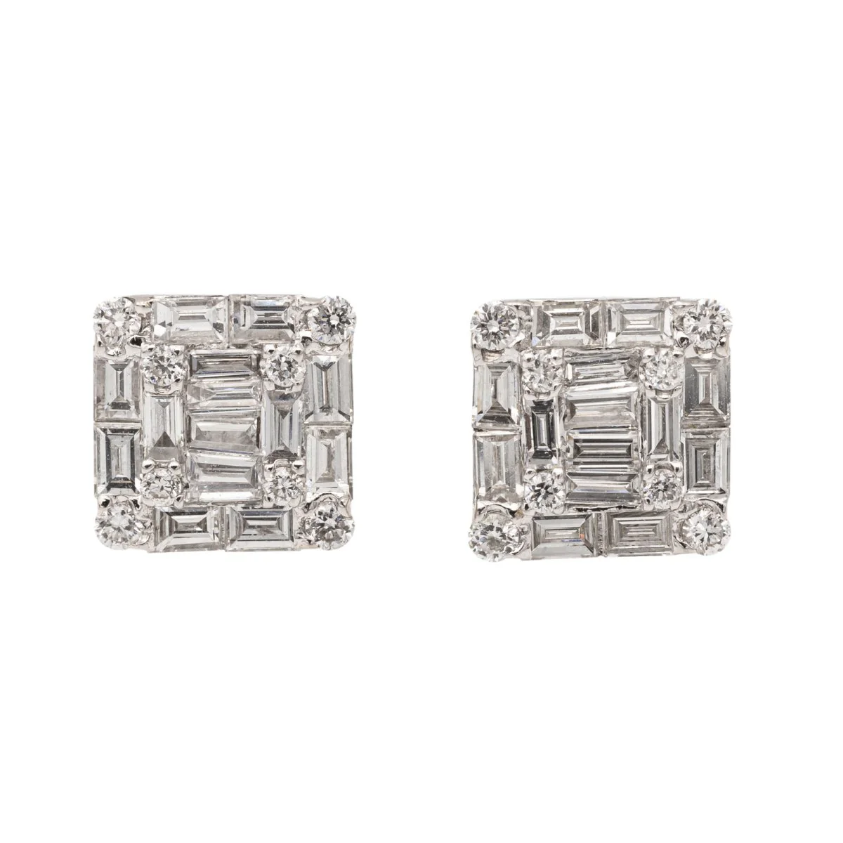 Boucles d'oreilles Puces en or blanc et diamants