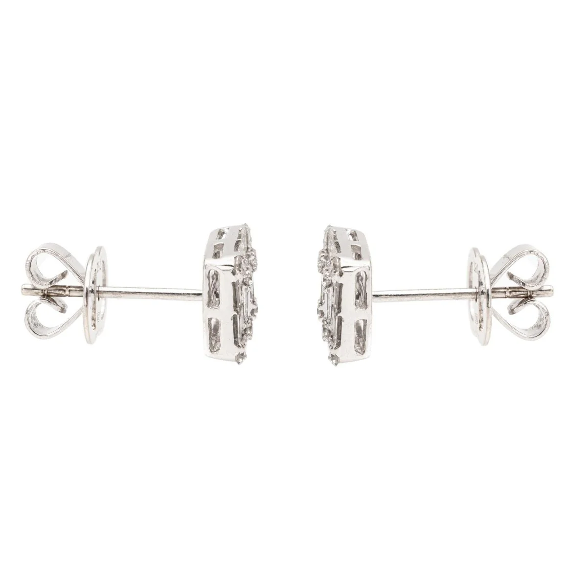 Boucles d'oreilles Puces en or blanc et diamants - Image 4