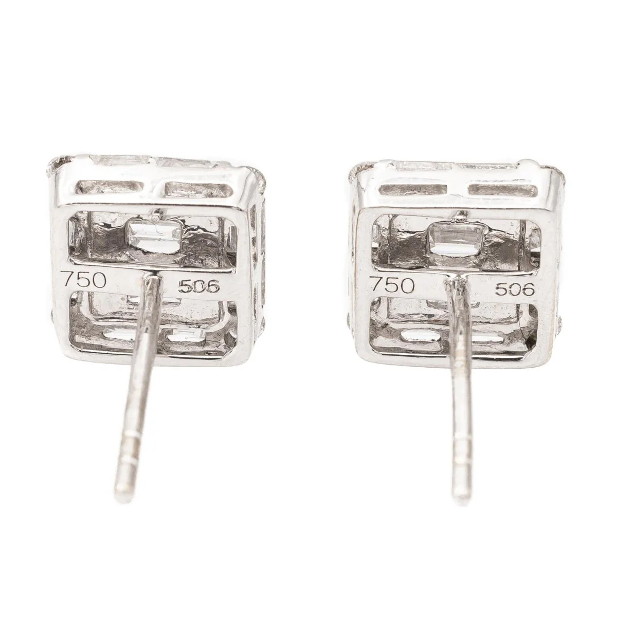 Boucles d'oreilles Puces en or blanc et diamants - Image 6