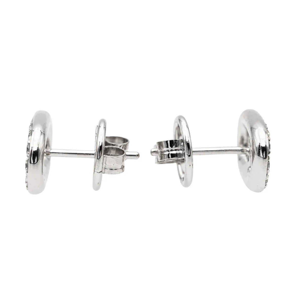 Boucles d'oreilles puces en or blanc et diamants - Image 4