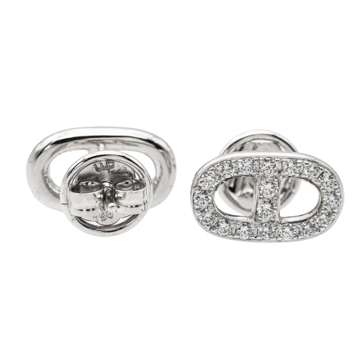 Boucles d'oreilles puces en or blanc et diamants - Image 6