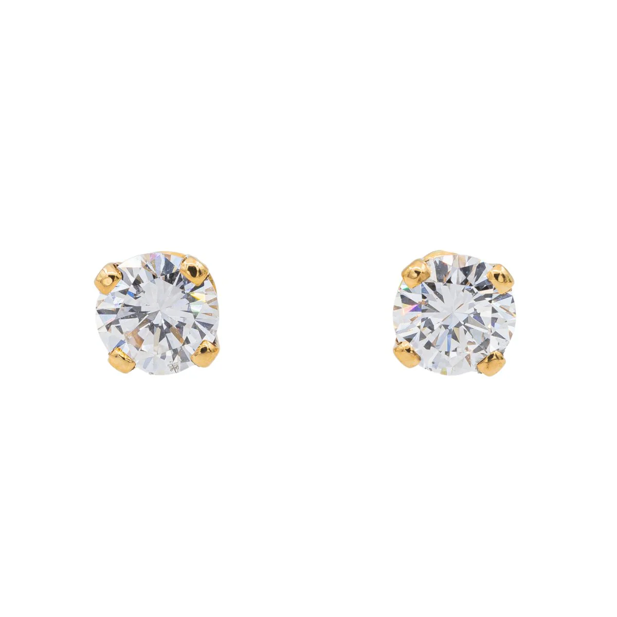 Boucles d'oreilles Puces en Or jaune et Diamant