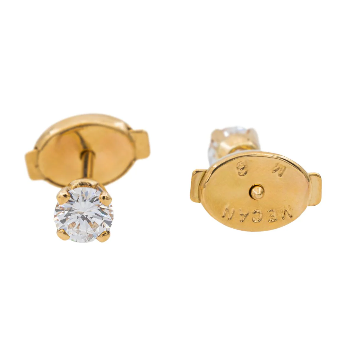 Boucles d'oreilles Puces en Or jaune et Diamant - Image 3