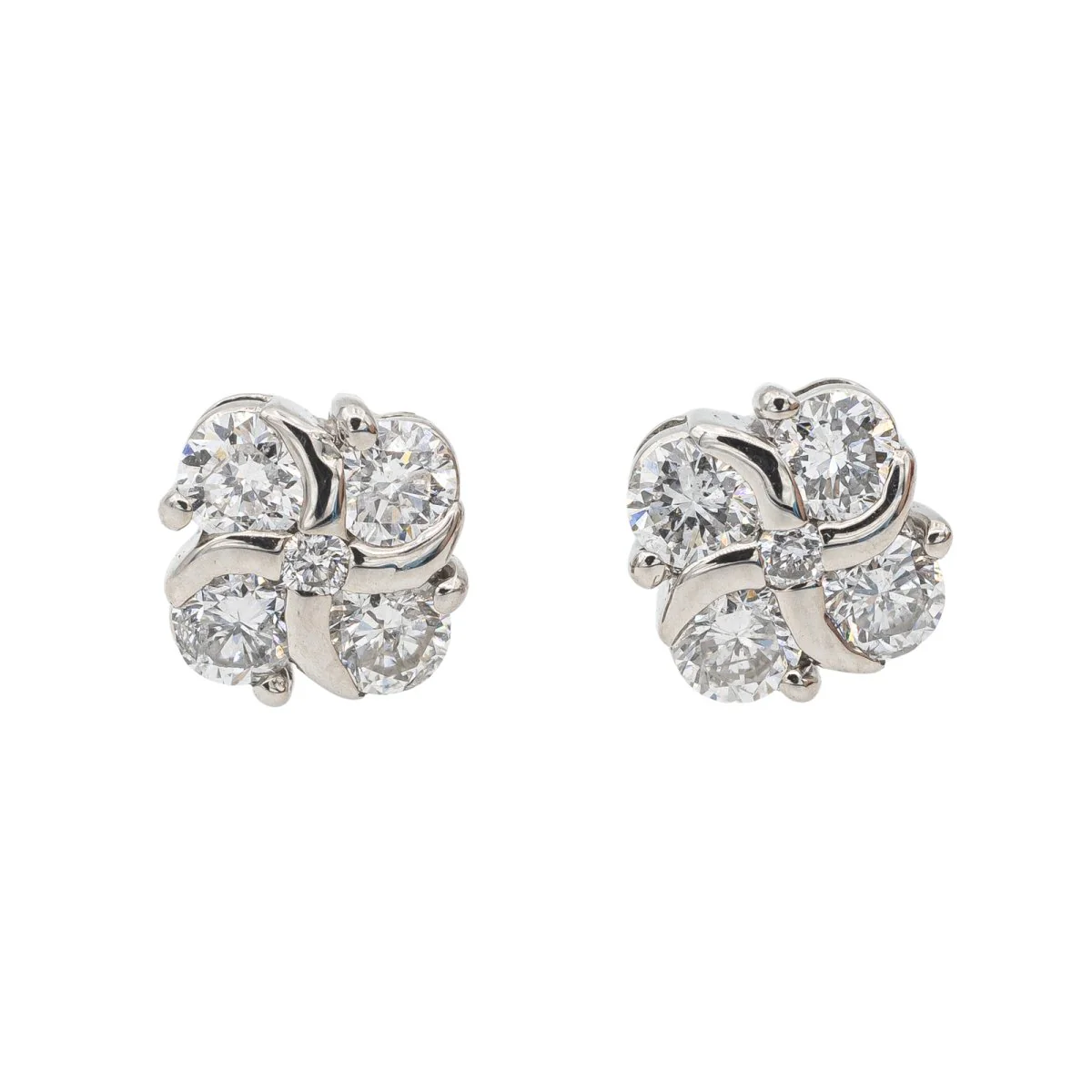 Boucles d'oreilles en or blanc et diamants