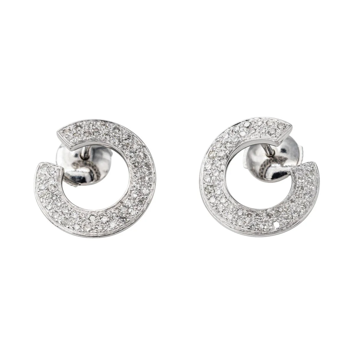 Boucles d'oreilles Puces Or blanc Diamant - Image 3
