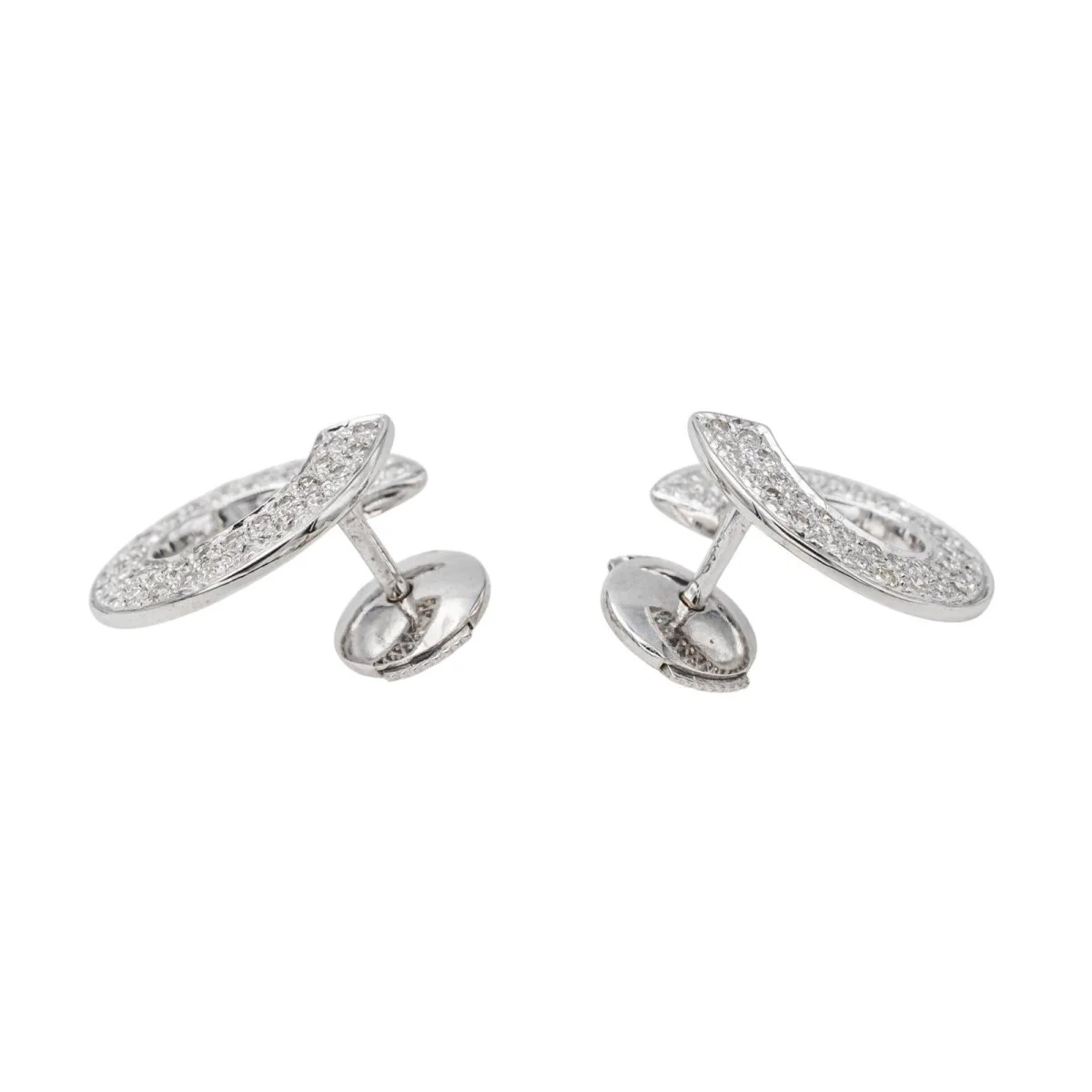 Boucles d'oreilles Puces Or blanc Diamant - Image 4