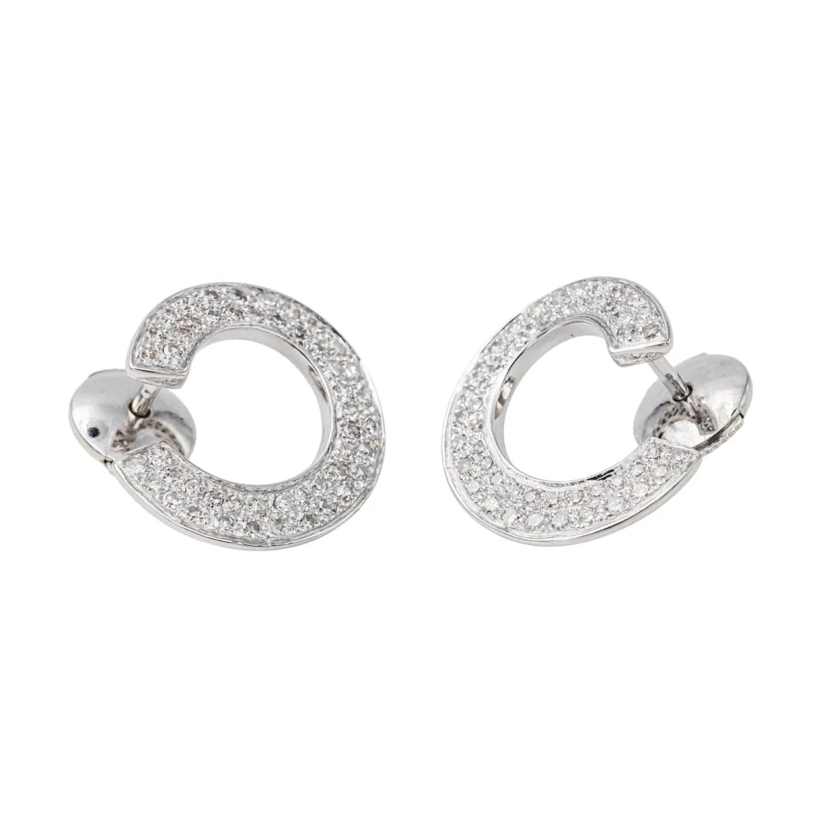 Boucles d'oreilles Puces Or blanc Diamant - Image 6