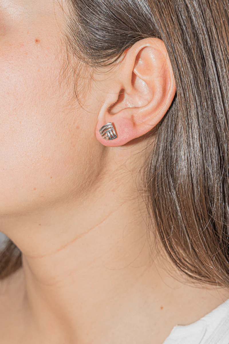 Boucles d'oreilles Puces Or blanc Diamant - Image 2