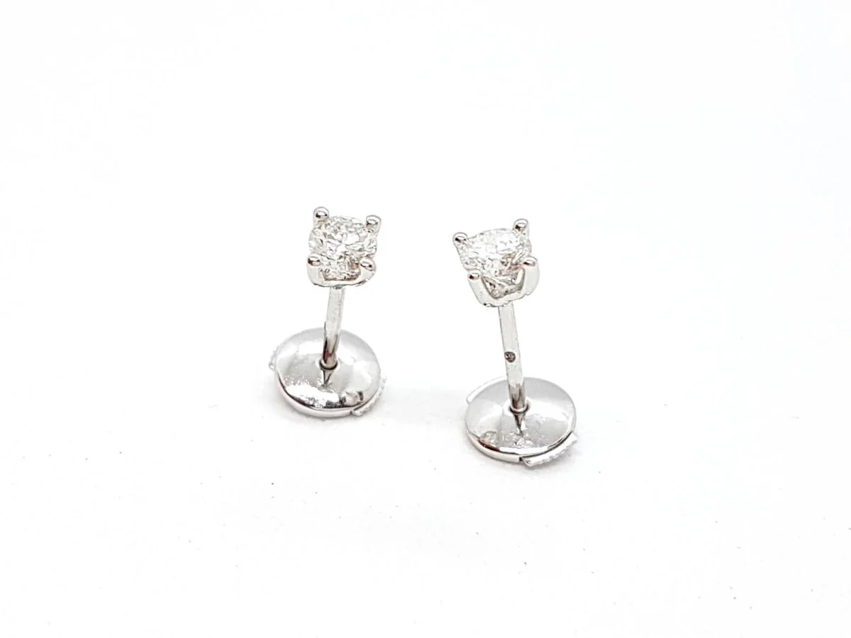 Boucles d'oreilles Puces Or blanc Diamant - Image 12