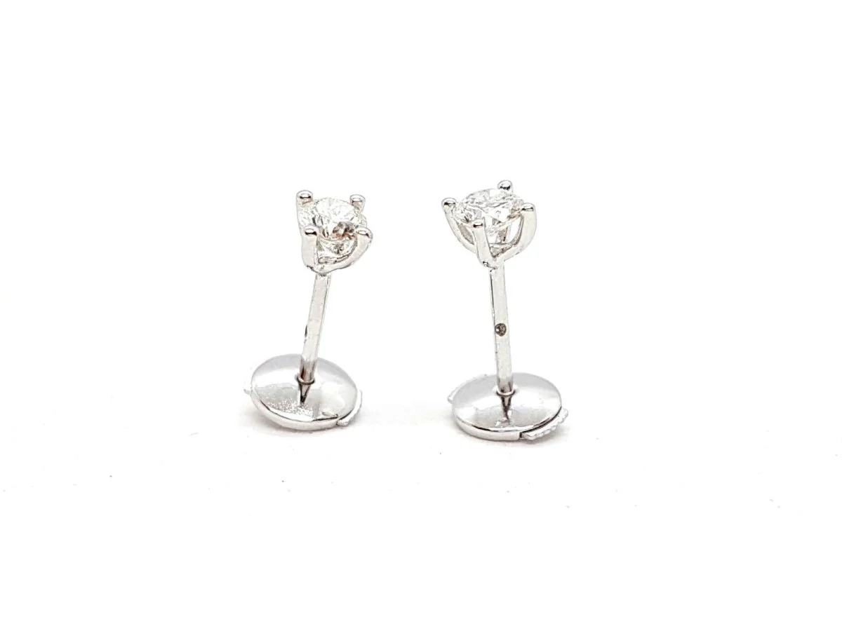Boucles d'oreilles Puces Or blanc Diamant - Image 13