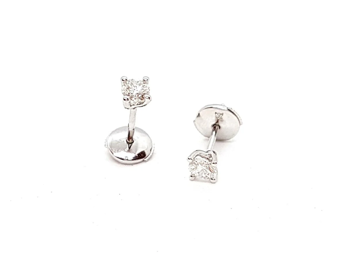 Boucles d'oreilles Puces Or blanc Diamant - Image 2