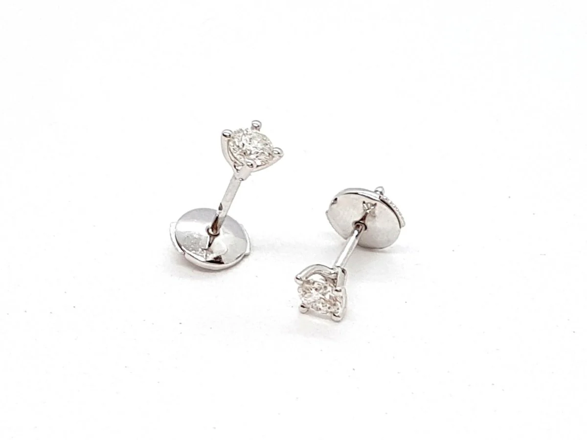 Boucles d'oreilles Puces Or blanc Diamant - Image 3