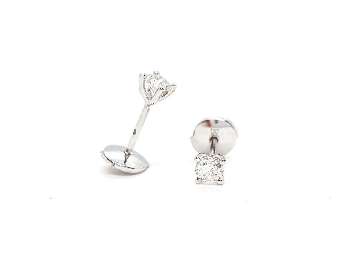 Boucles d'oreilles Puces Or blanc Diamant - Image 4