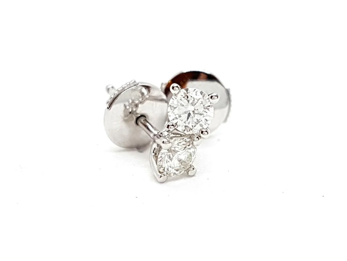 Boucles d'oreilles Puces Or blanc Diamant - Image 5