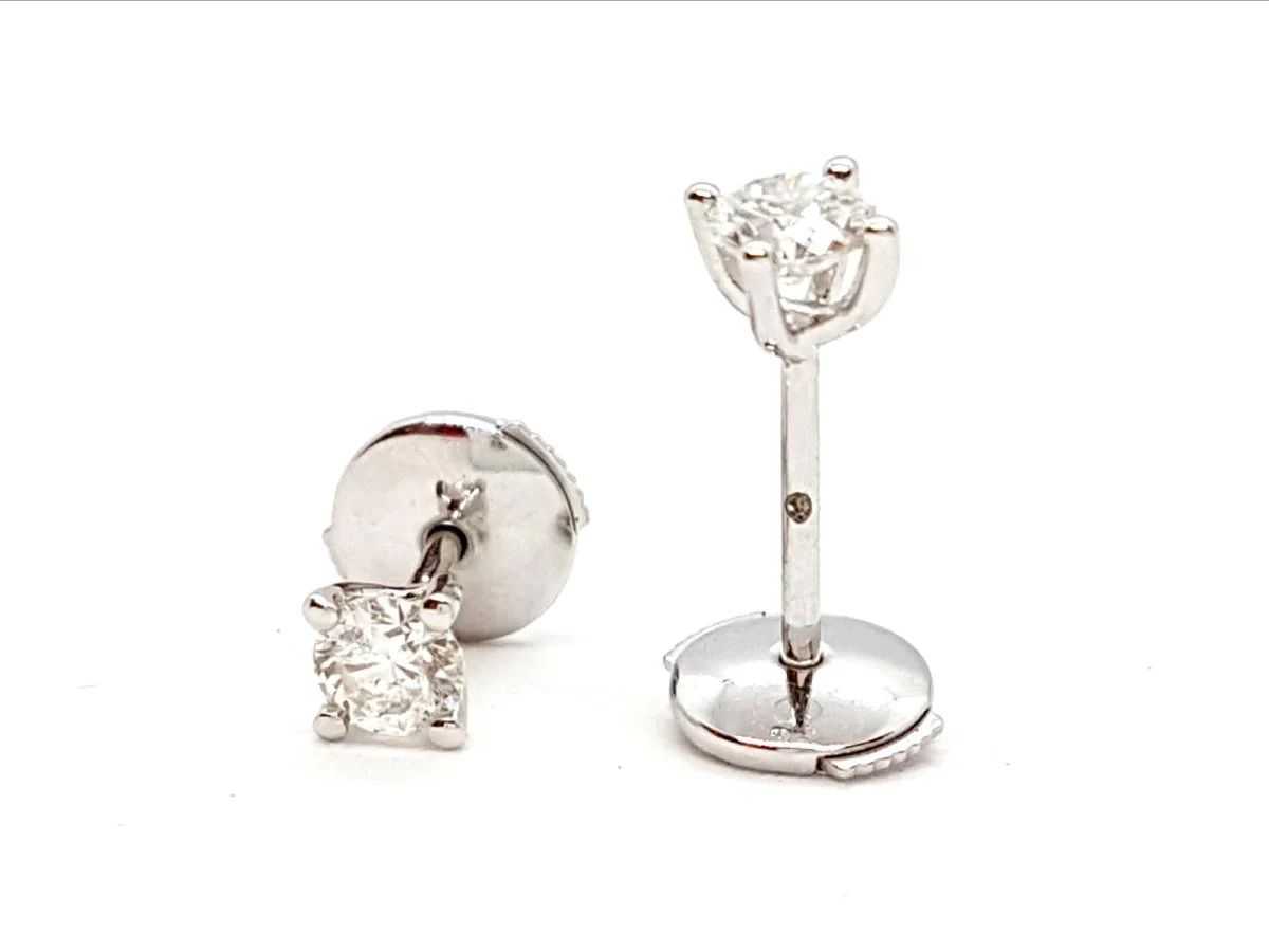 Boucles d'oreilles Puces Or blanc Diamant - Image 6