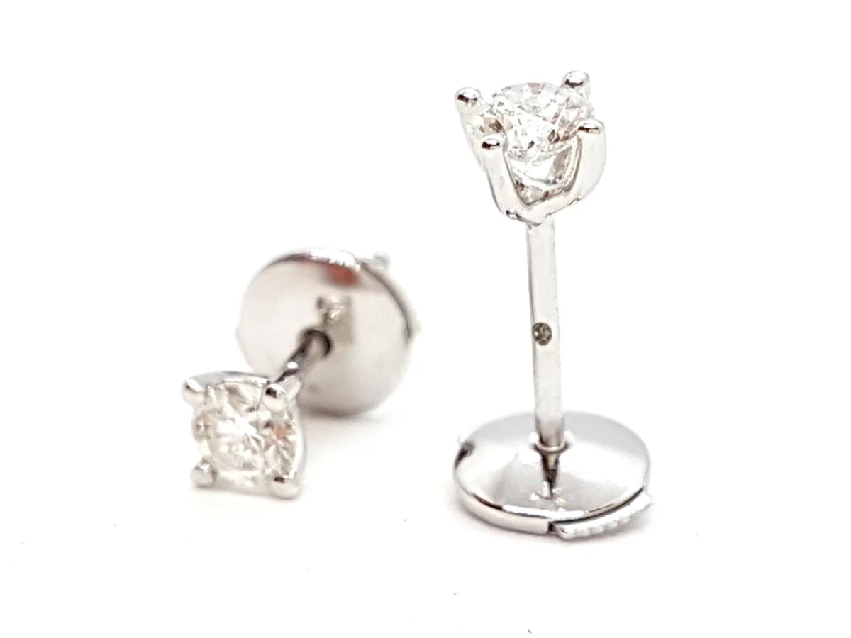 Boucles d'oreilles Puces Or blanc Diamant - Image 7