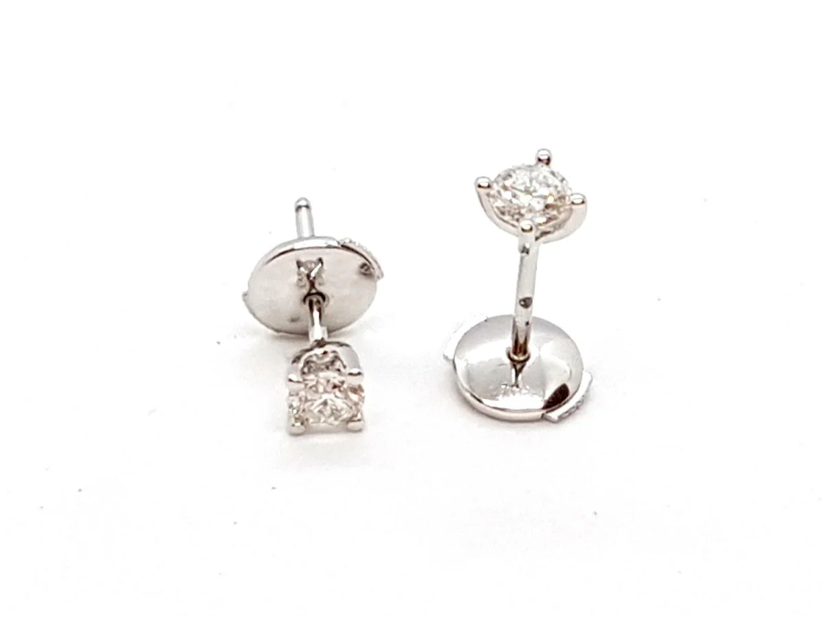 Boucles d'oreilles Puces Or blanc Diamant - Image 8