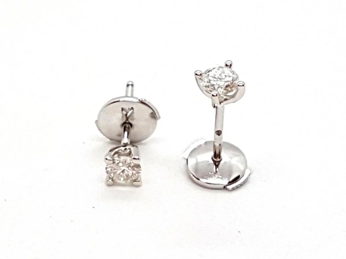 Boucles d'oreilles Puces Or blanc Diamant - Image 9