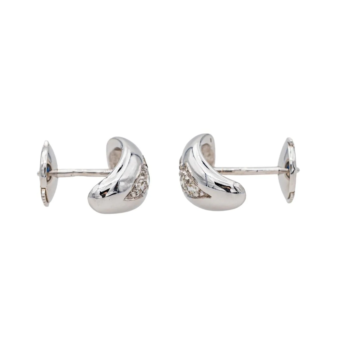Boucles d'oreilles Puces en or blanc, shapirs et diamants - Image 6