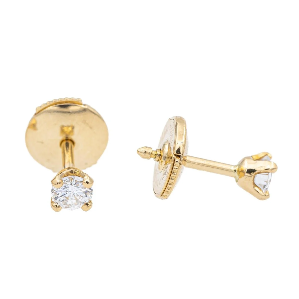 Boucles d'oreilles Puces en or jaune et diamant - Image 3