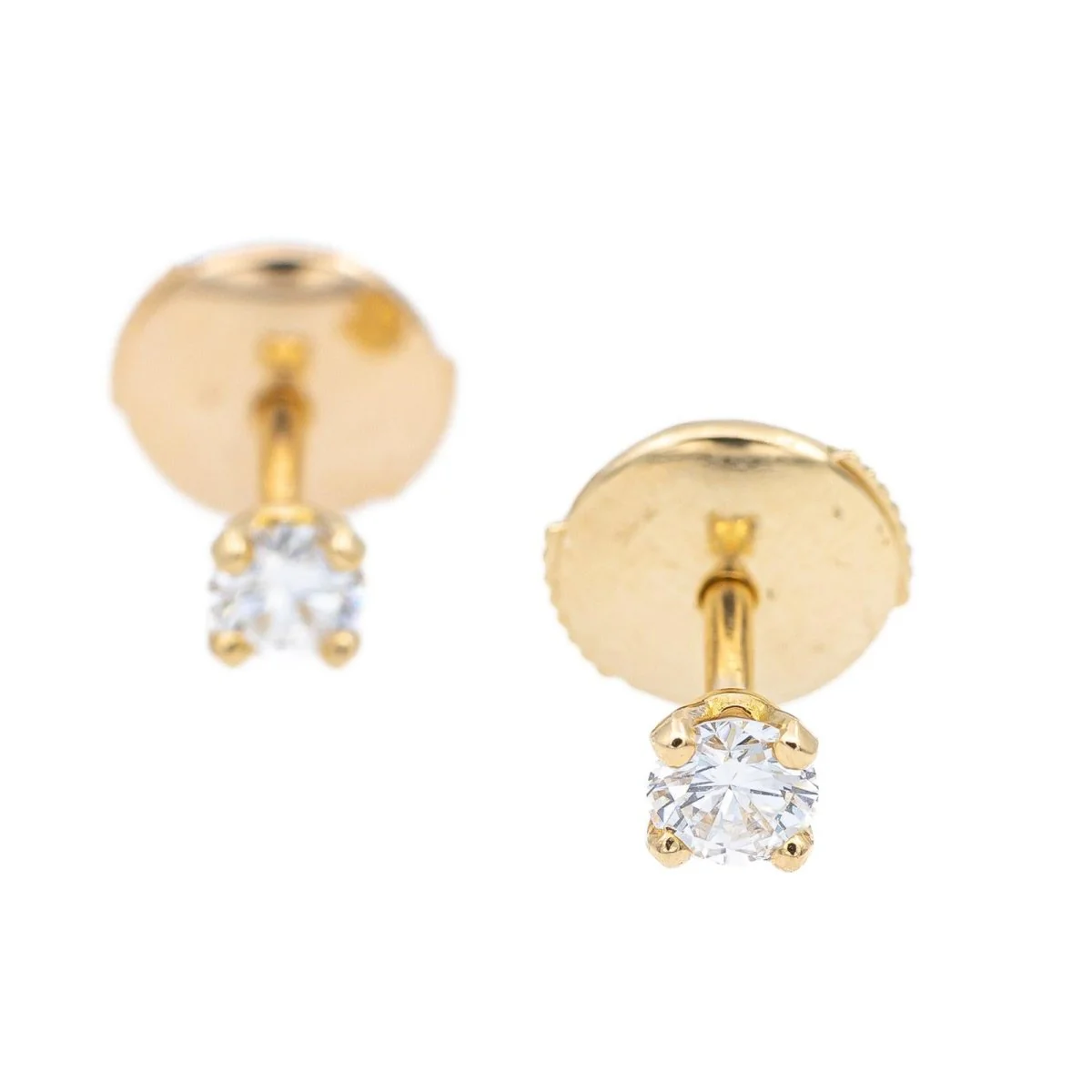 Boucles d'oreilles Puces en or jaune et diamant - Image 6
