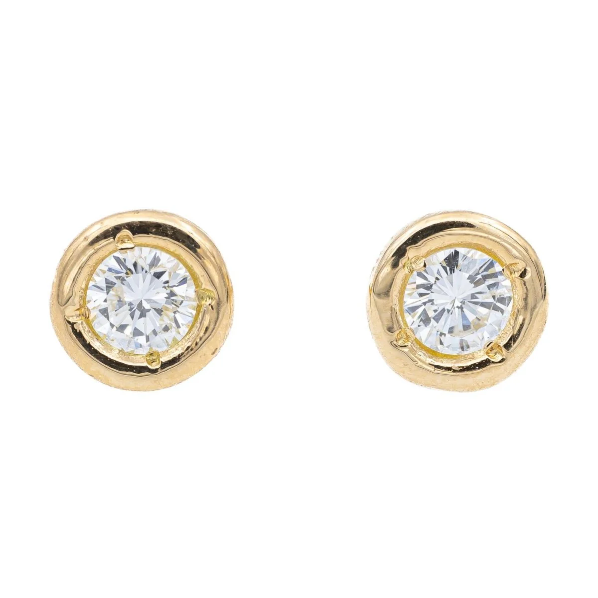 Boucles d'oreilles Puces en or jaune et diamants