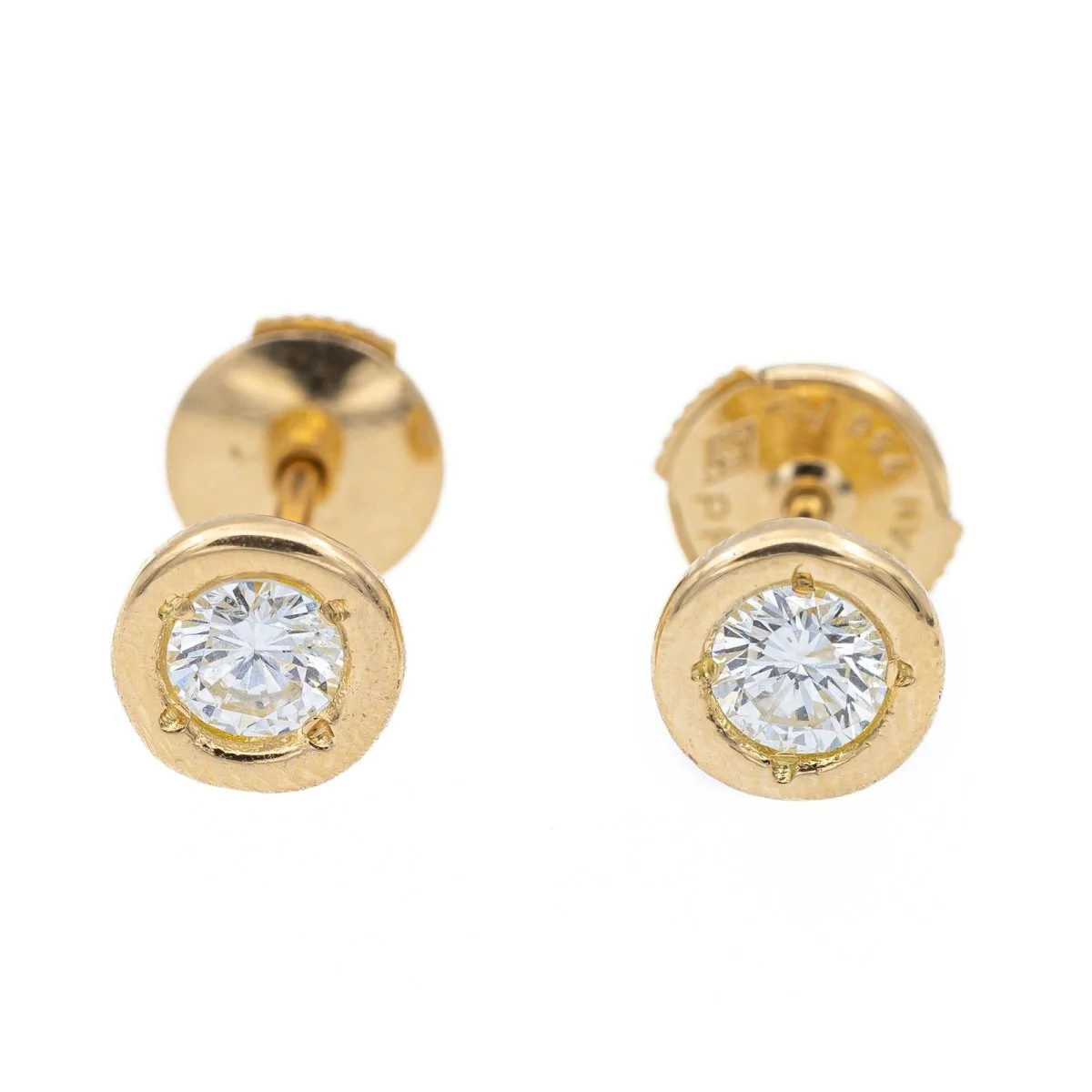 Boucles d'oreilles Puces en or jaune et diamants - Image 2