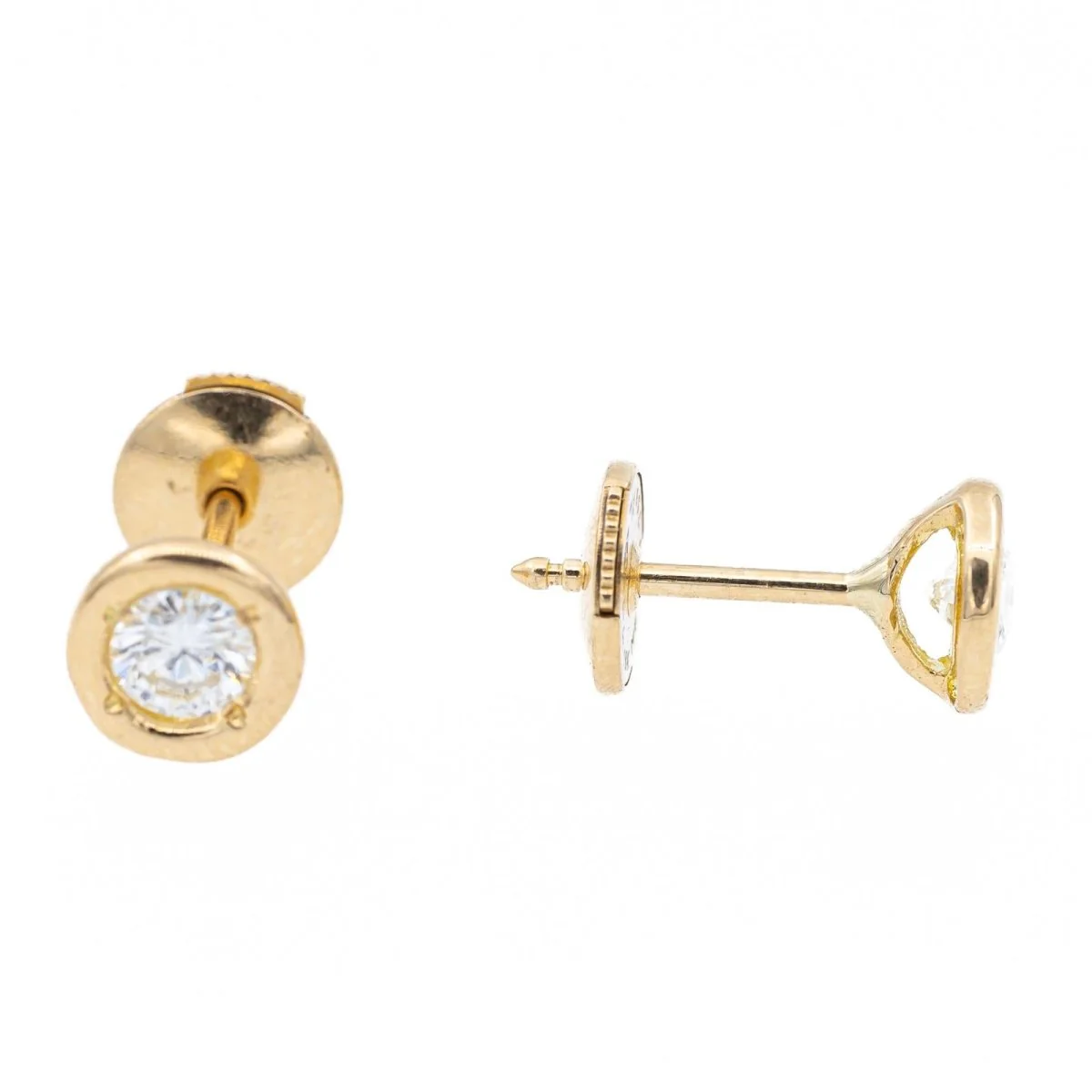 Boucles d'oreilles Puces en or jaune et diamants - Image 3