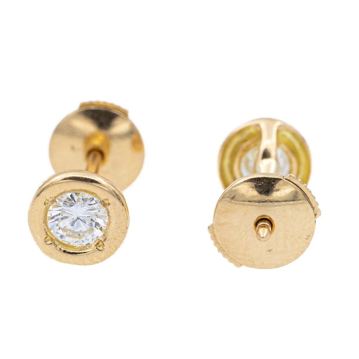 Boucles d'oreilles Puces en or jaune et diamants - Image 4