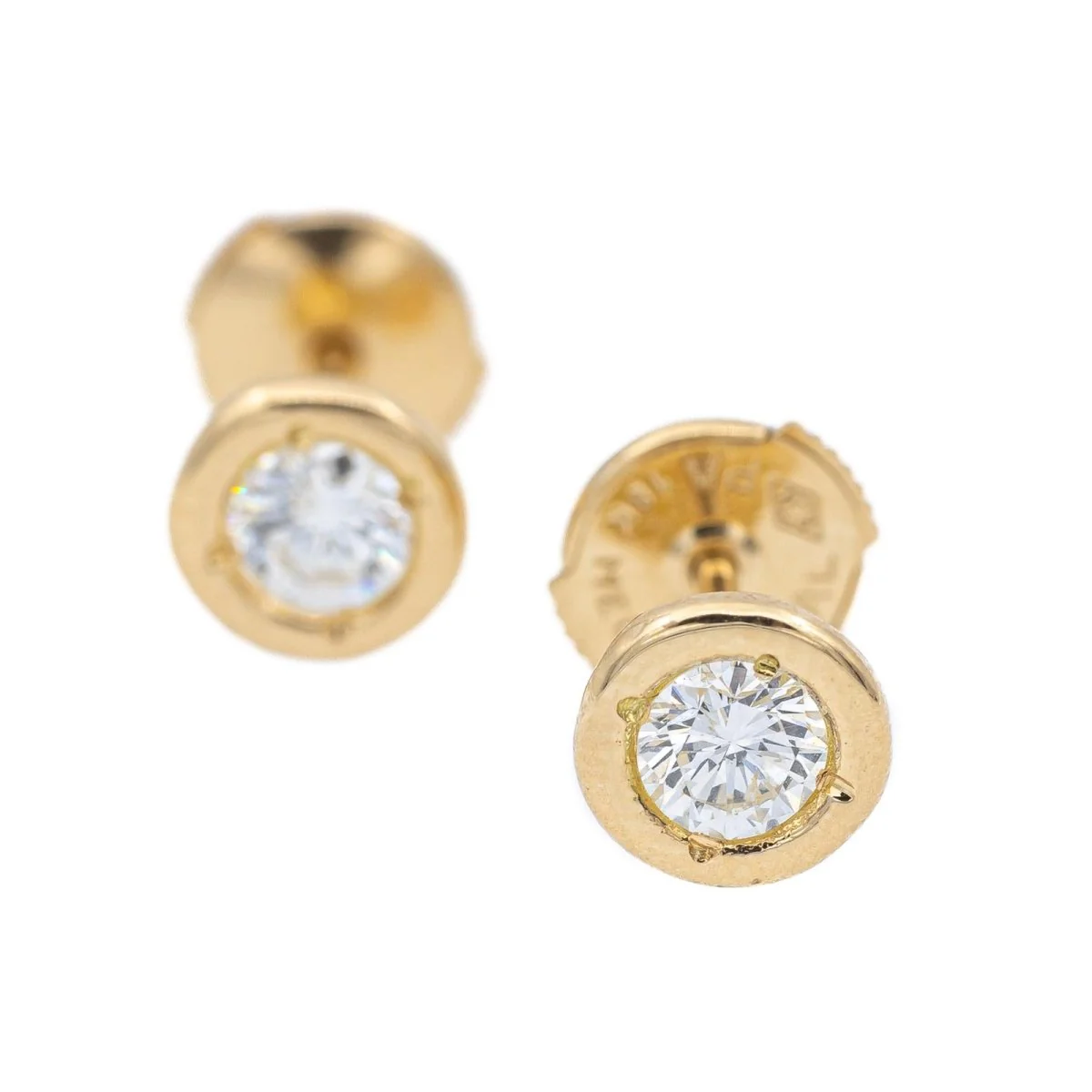Boucles d'oreilles Puces en or jaune et diamants - Image 6