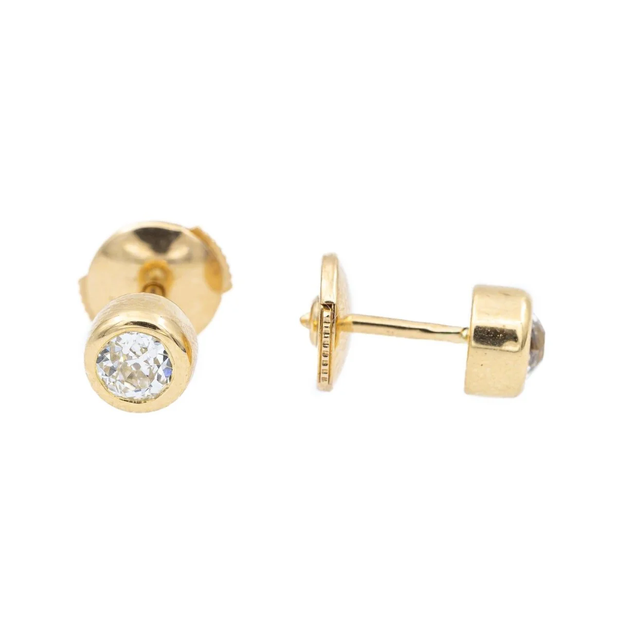 Boucles d'oreilles Puces Or jaune Diamant - Image 4