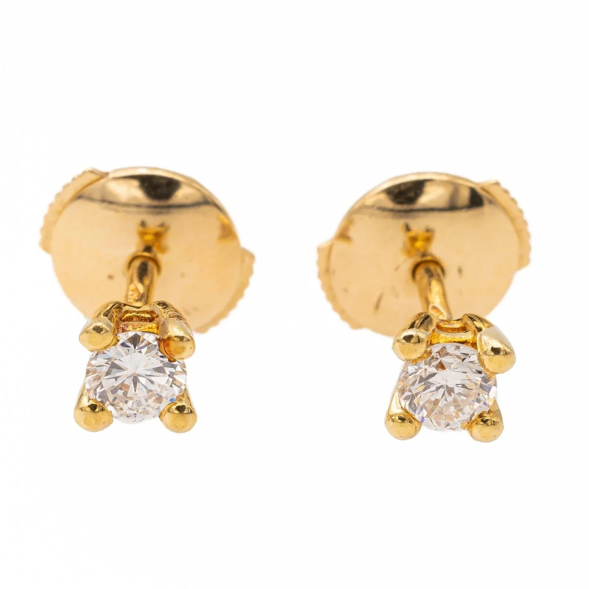 Boucles d'oreilles Puces or jaune diamant - Image 4