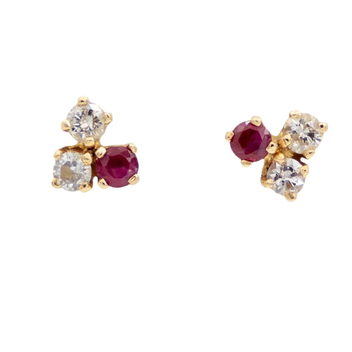 Boucles d'oreilles Puces Or jaune Diamant - Image 2