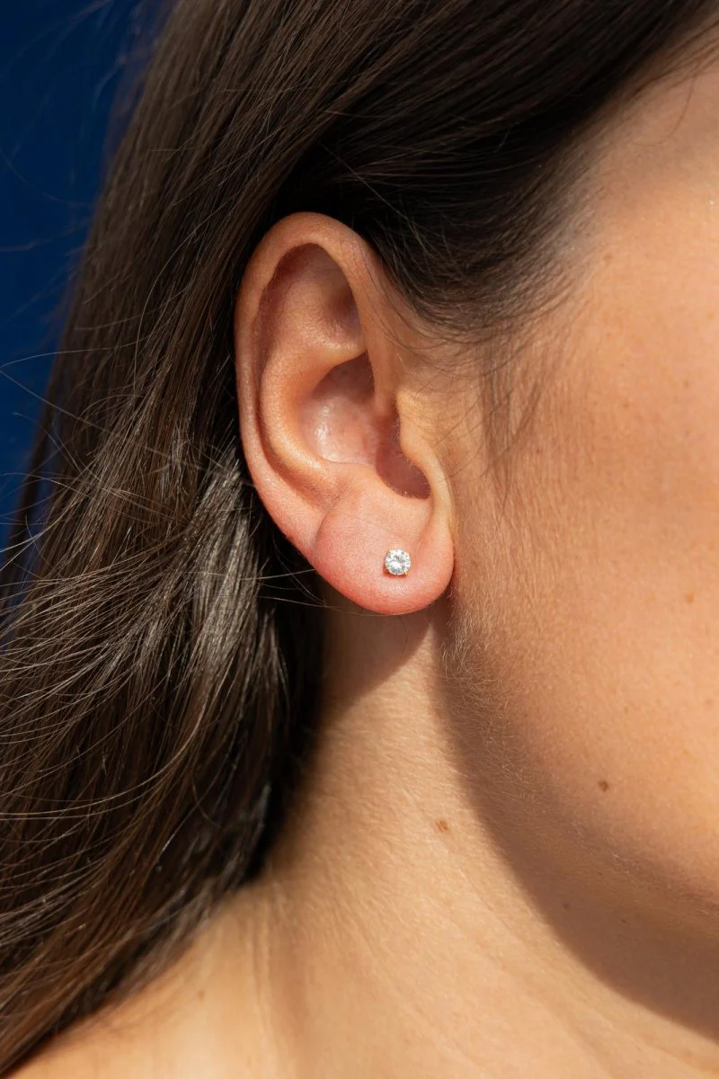 Boucles d'oreilles Puces Or jaune Diamant - Image 2
