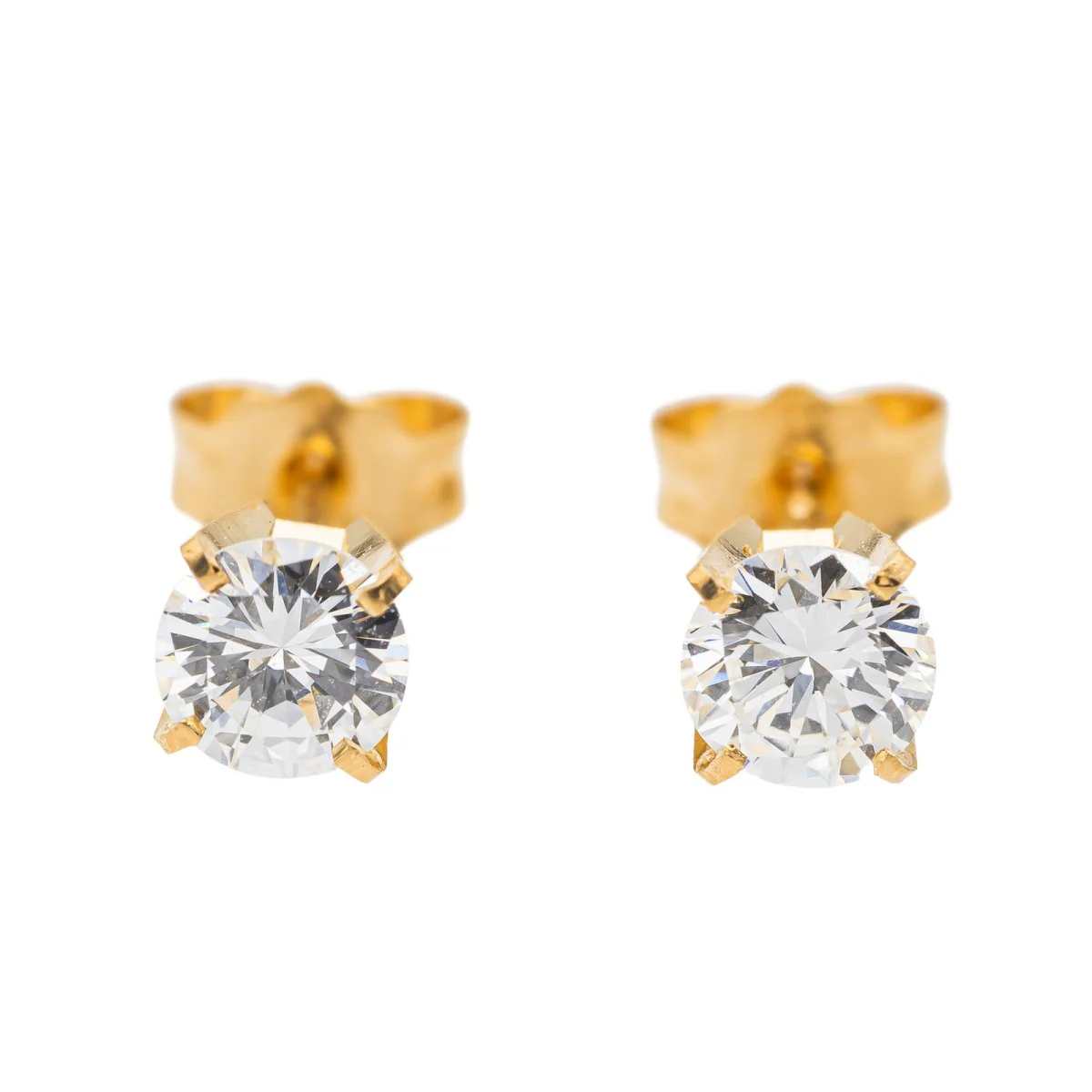 Boucles d'oreilles Puces Or jaune Diamant - Image 3