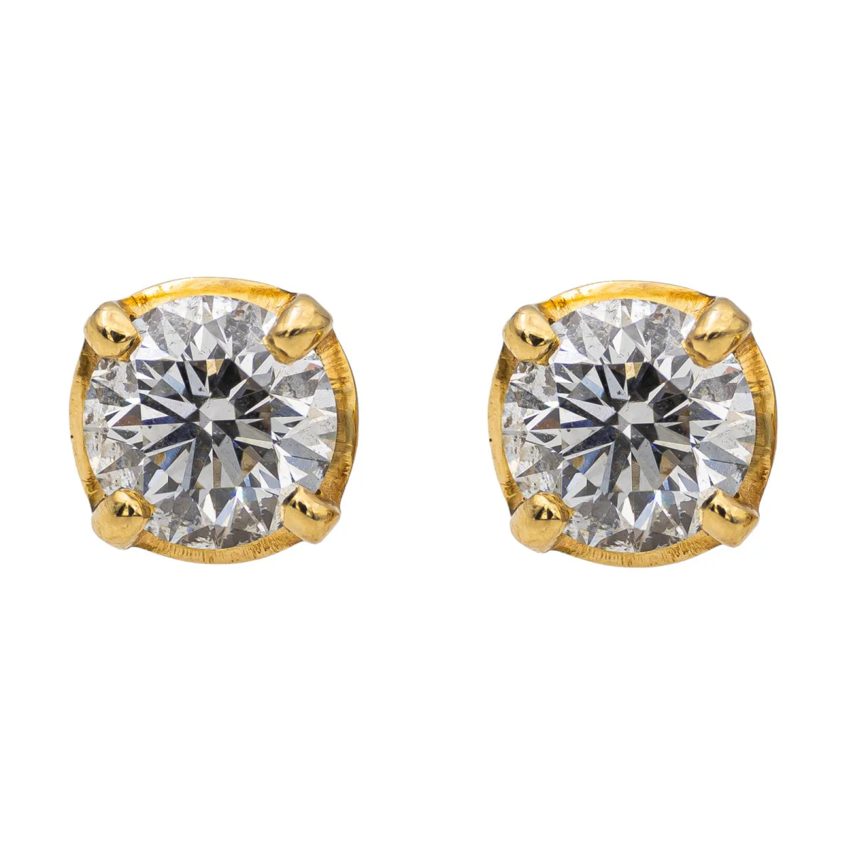 Boucles d'oreilles Puces en or jaune et diamants
