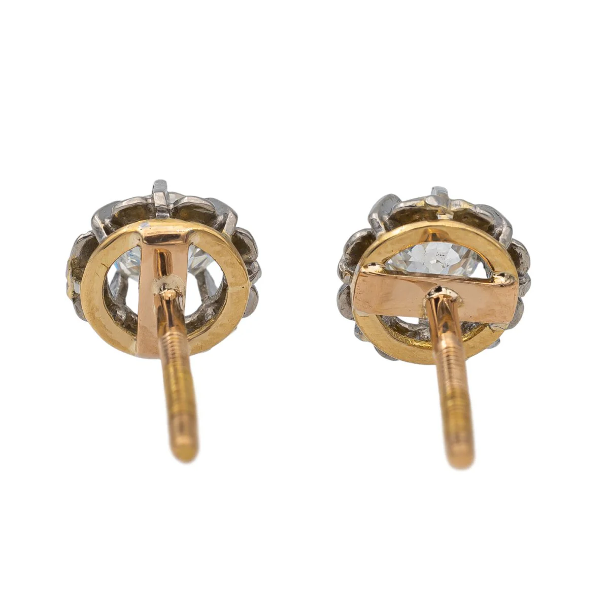 Boucles d'oreilles Puces en or jaune, or blanc et diamant - Image 5