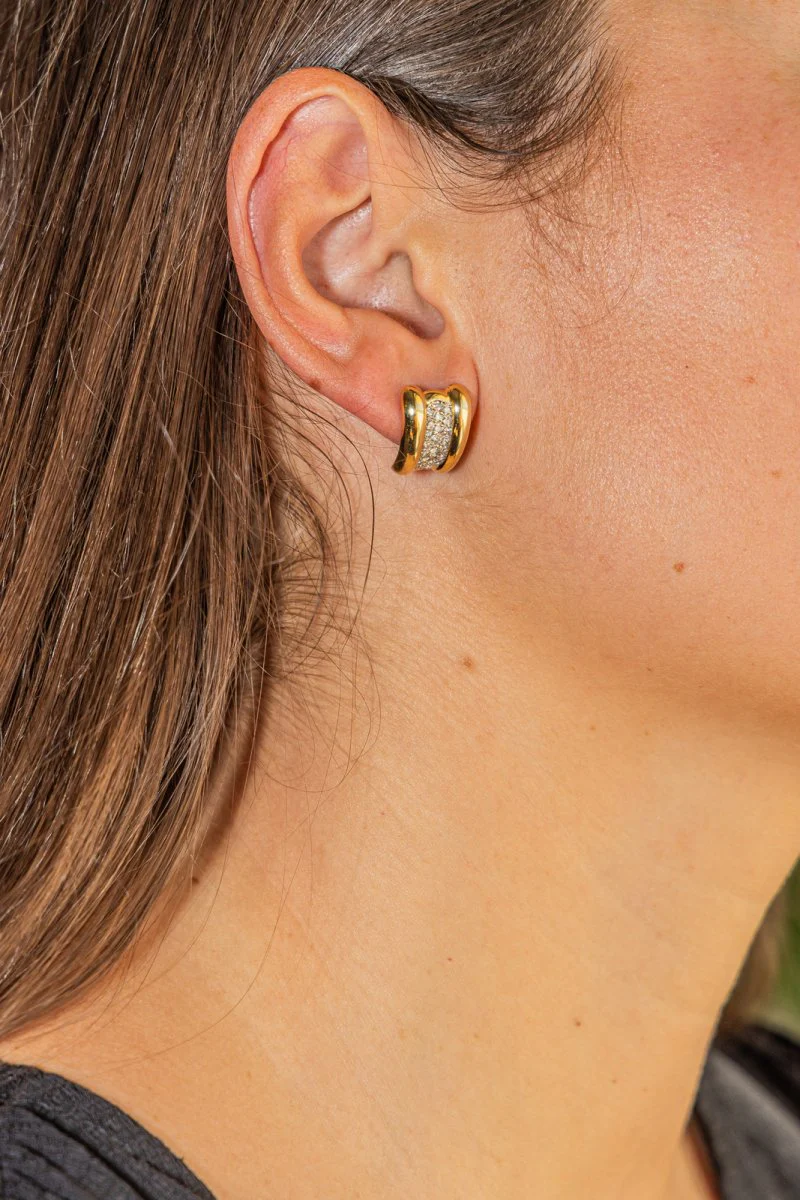 Boucles d'oreilles Puces Or jaune Diamant - Image 2