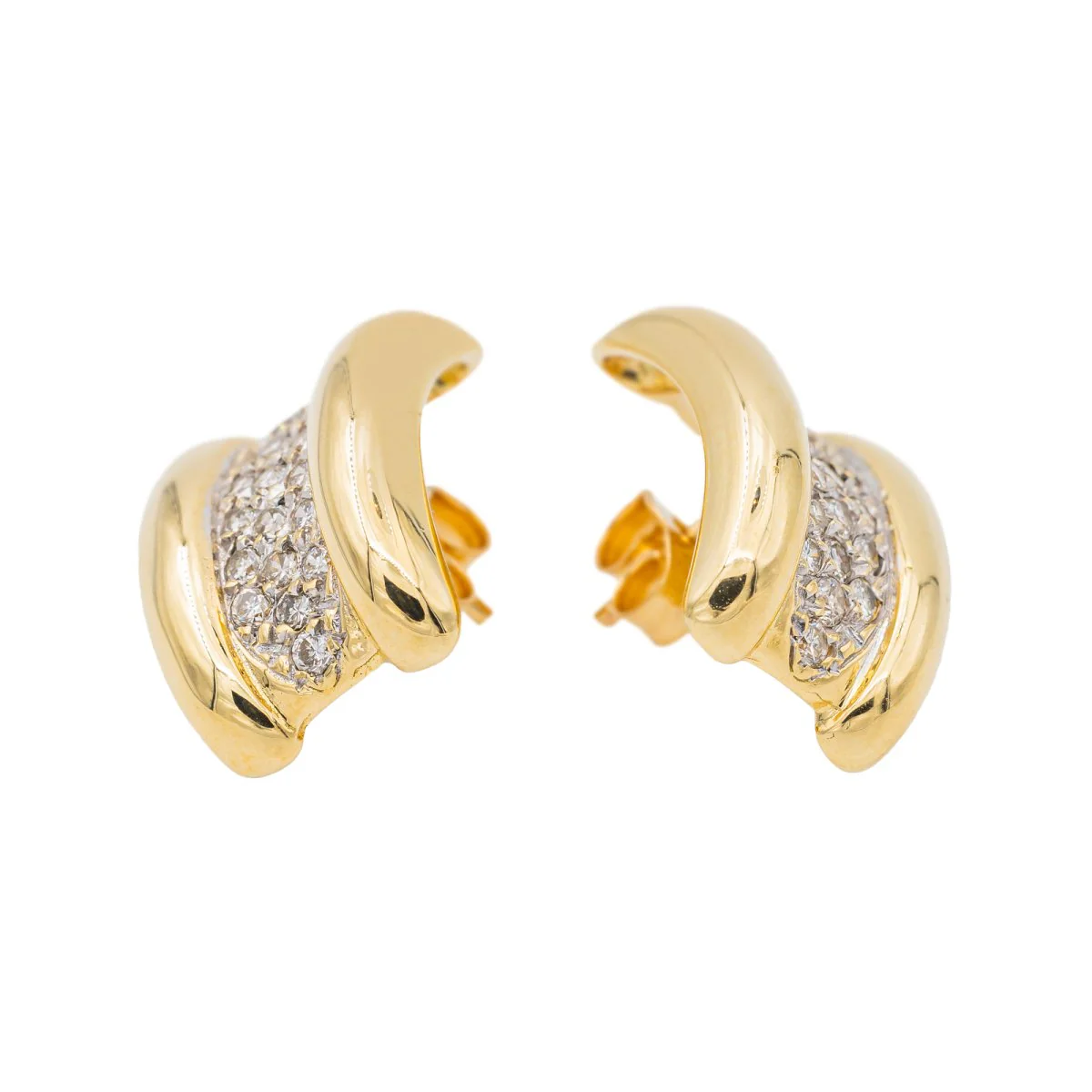 Boucles d'oreilles Puces Or jaune Diamant - Image 3