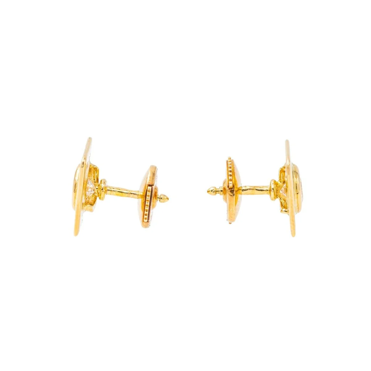 Boucles d'oreilles Puces Or jaune Diamant - Image 3