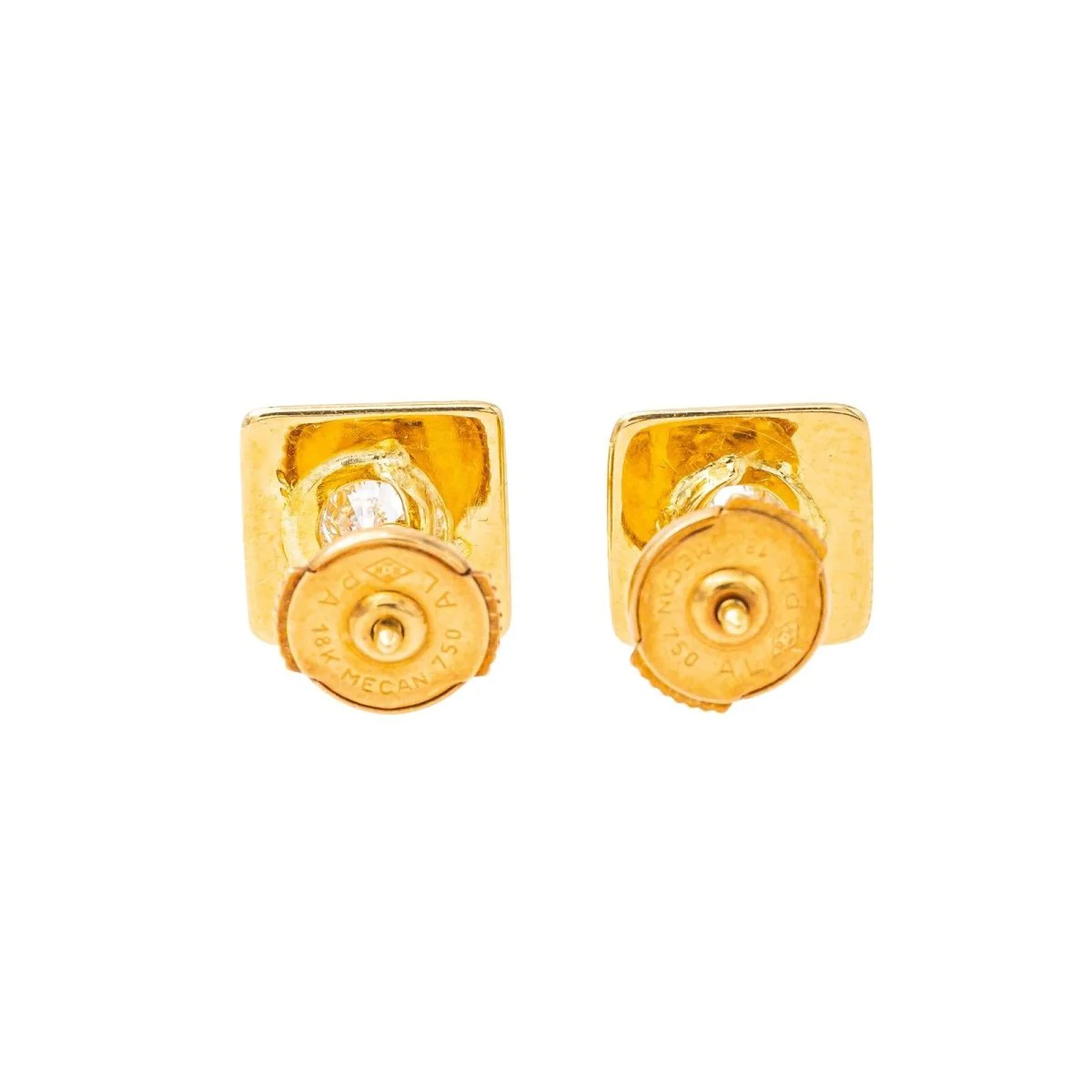 Boucles d'oreilles Puces Or jaune Diamant - Image 4