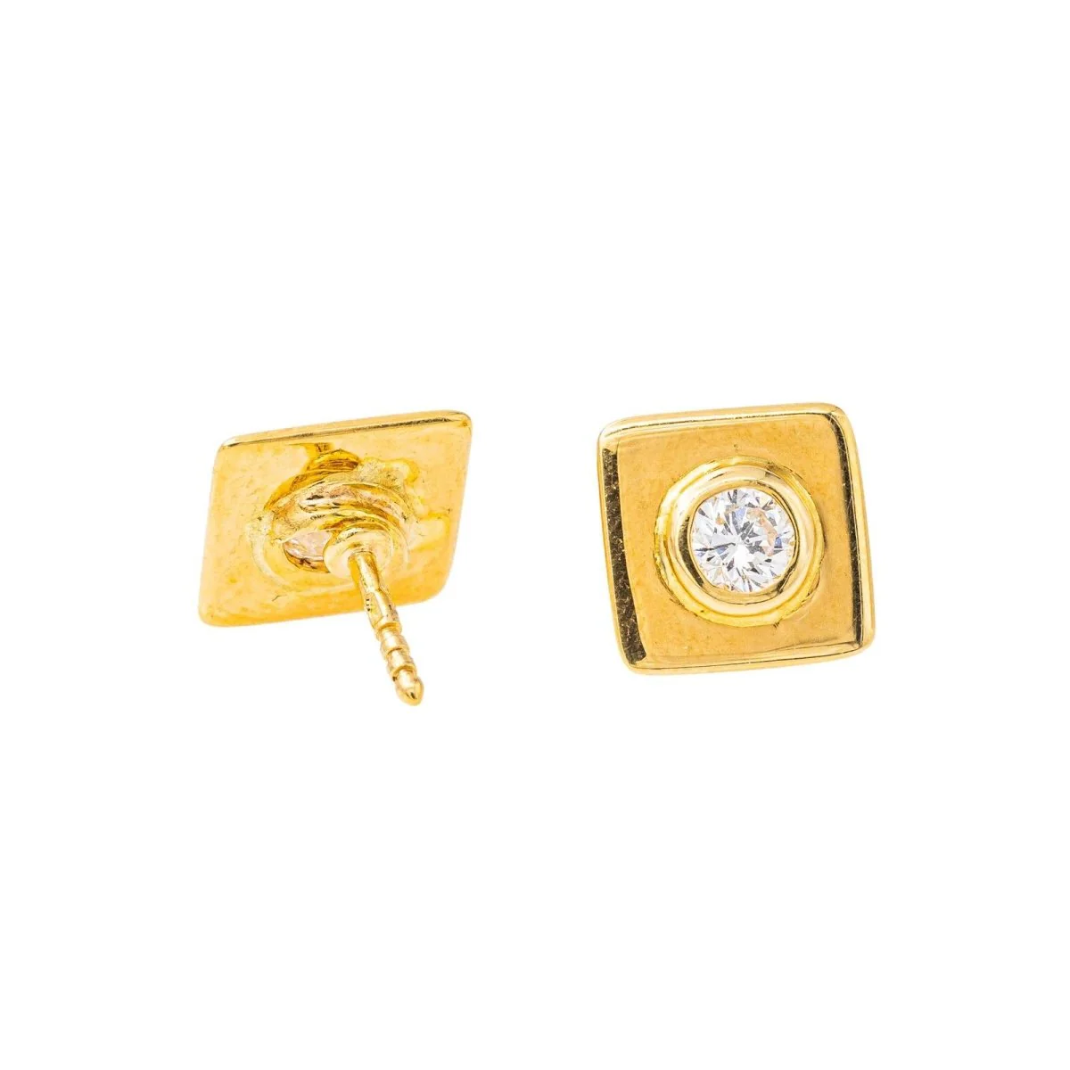 Boucles d'oreilles Puces Or jaune Diamant - Image 7